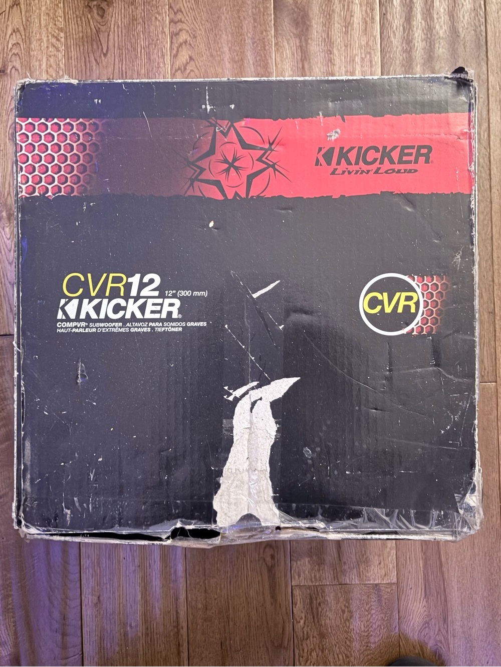 Kickers CVR12 Subwoofer Box with Black and Red Graphics